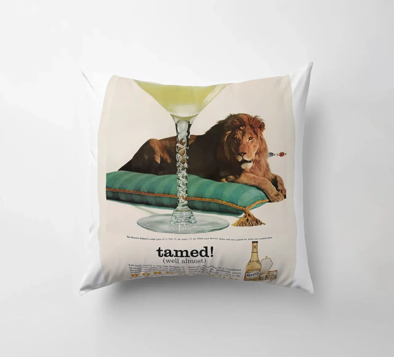 RUM AD Retro Cocktail decorative cushion by Cocktail Drink