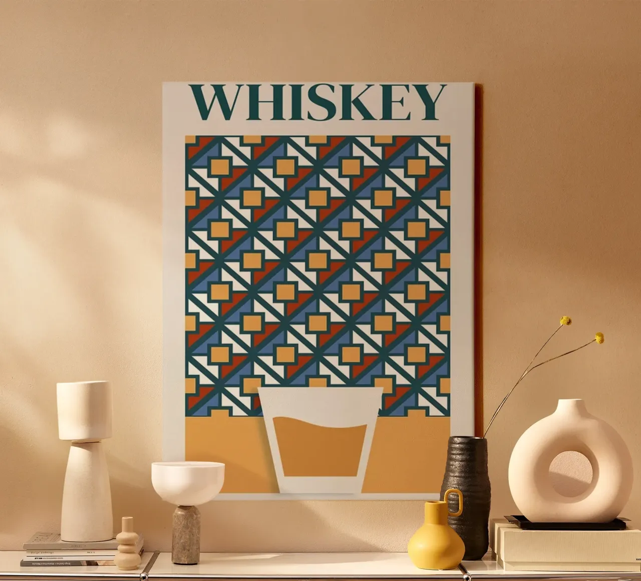 Eeuwenoude moderne drank canvas met Baklijst van Cocktail Drink