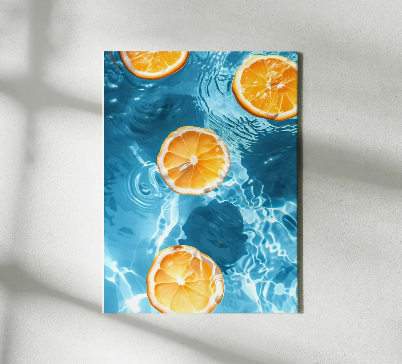 Lemons Oranges in the pool canvas with Floater frame by Yaso Design & Art