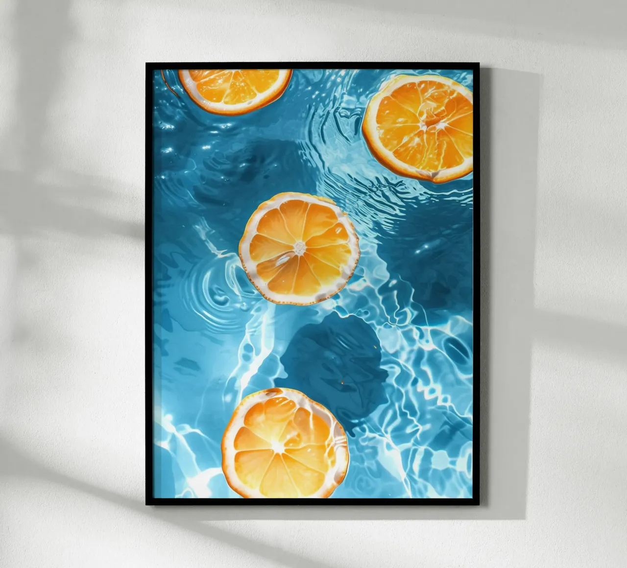 Lemons Oranges in the pool poster with wooden frame by Yaso Design & Art