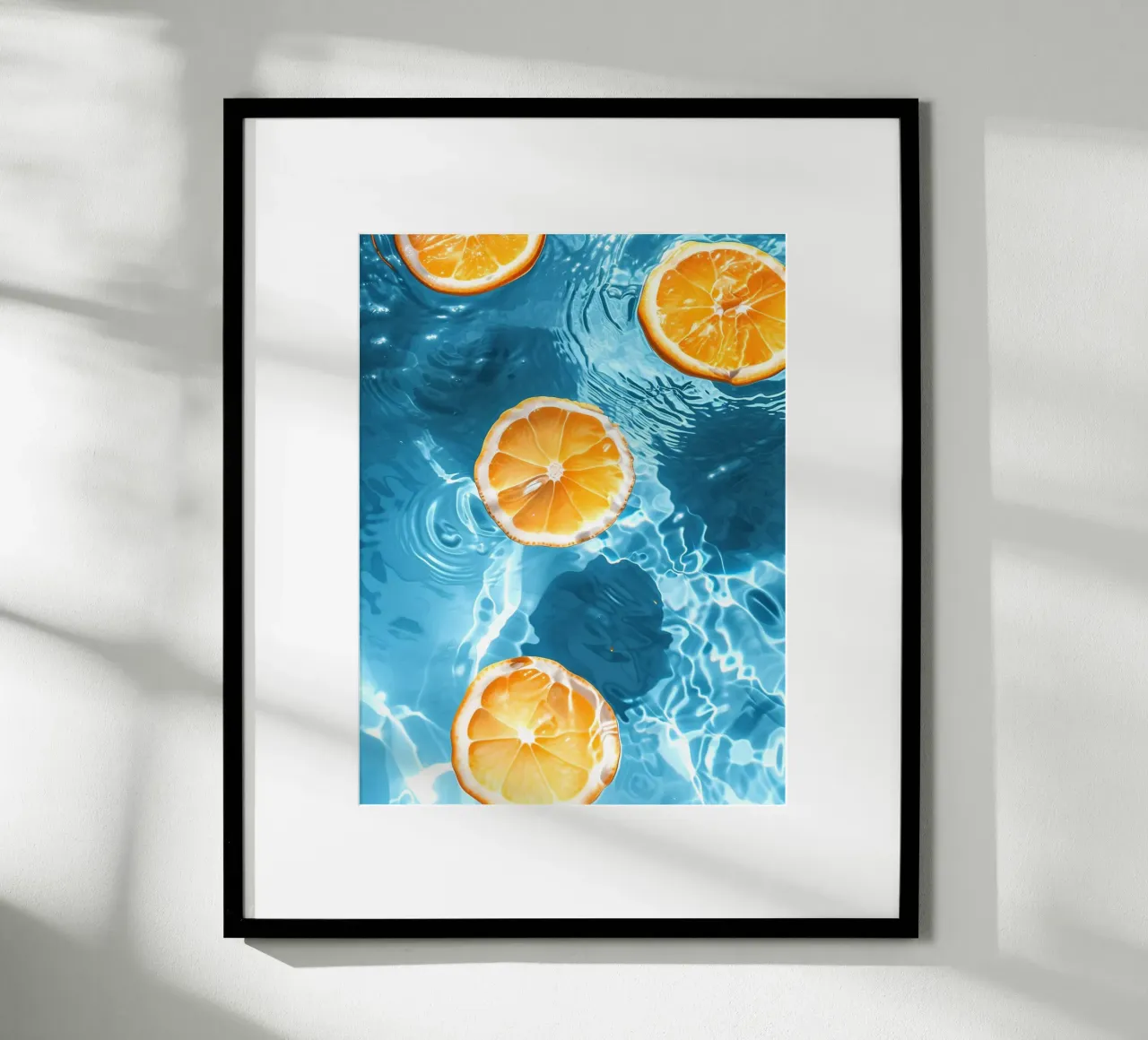 Lemons Oranges in the pool poster with wooden frame by Yaso Design & Art