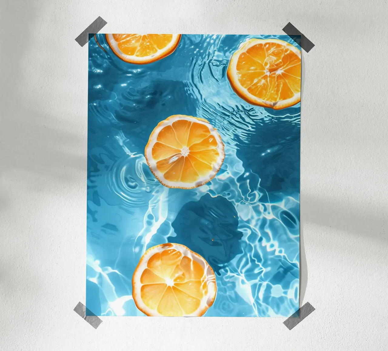 Lemons Oranges in the pool poster with wooden frame by Yaso Design & Art