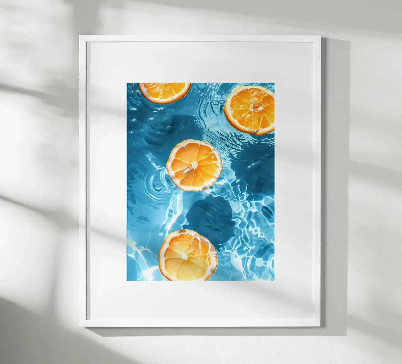 Lemons Oranges in the pool poster with wooden frame by Yaso Design & Art