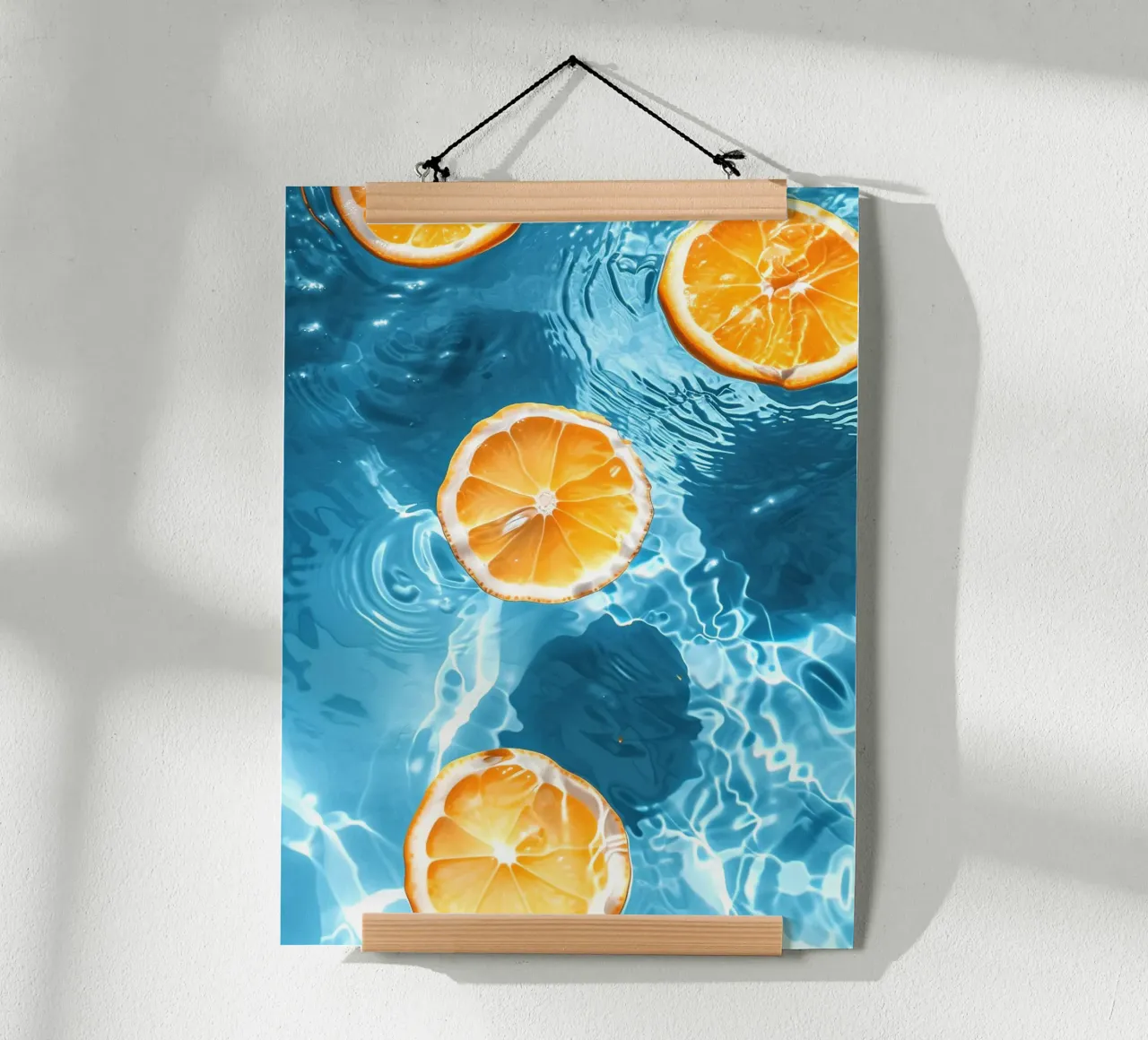 Lemons Oranges in the pool poster with wooden frame by Yaso Design & Art