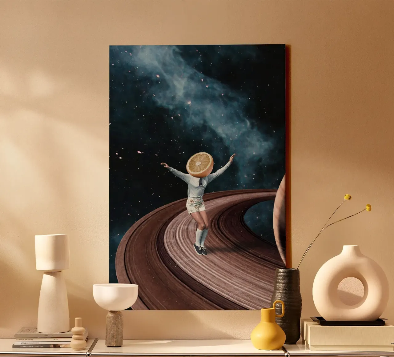 Jumping oranges in my head canvas by Kunairaisem