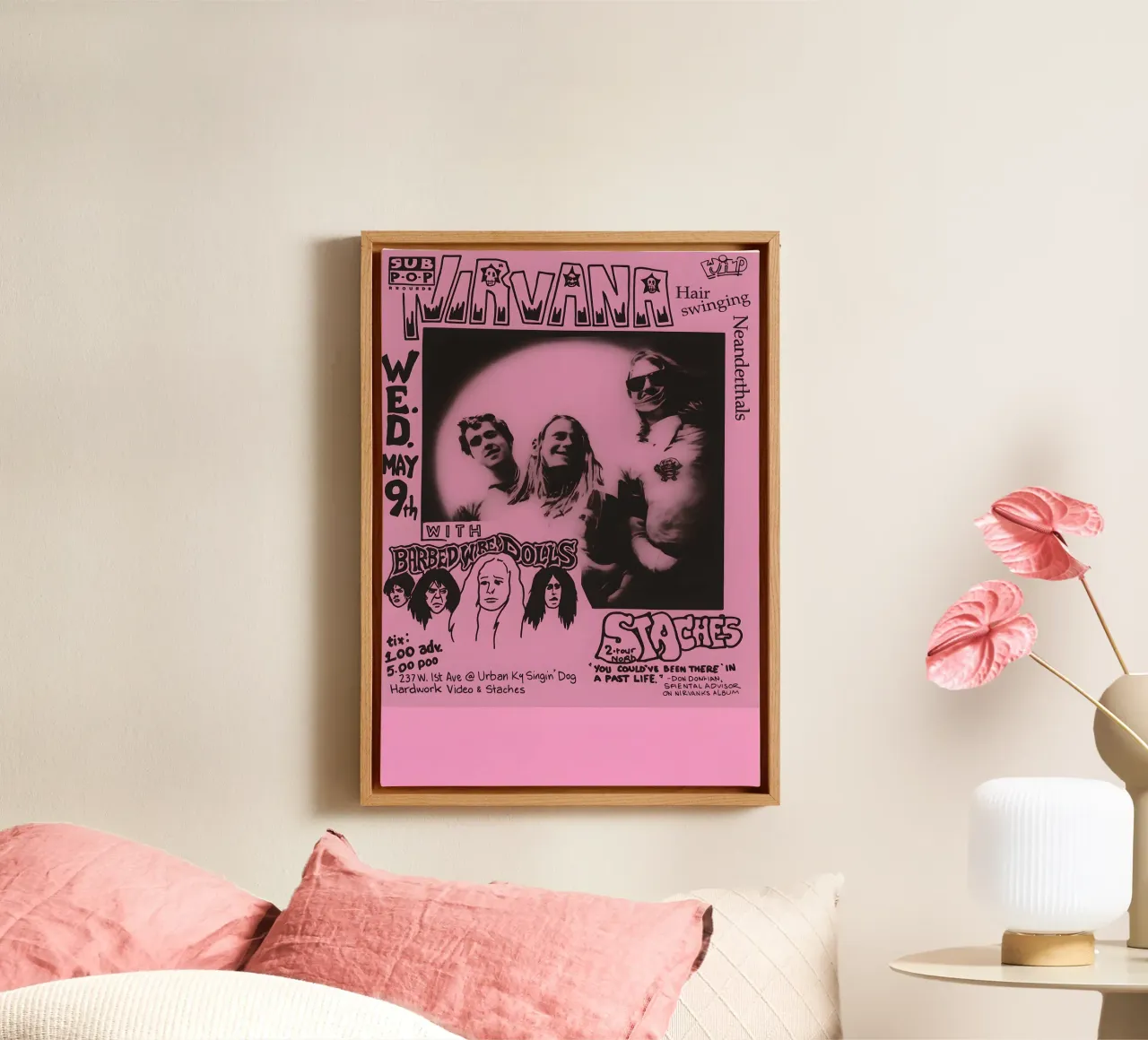 HD Nirvana Concert Poster and Wall Art Print Modern Family canvas met Baklijst van DGUnder
