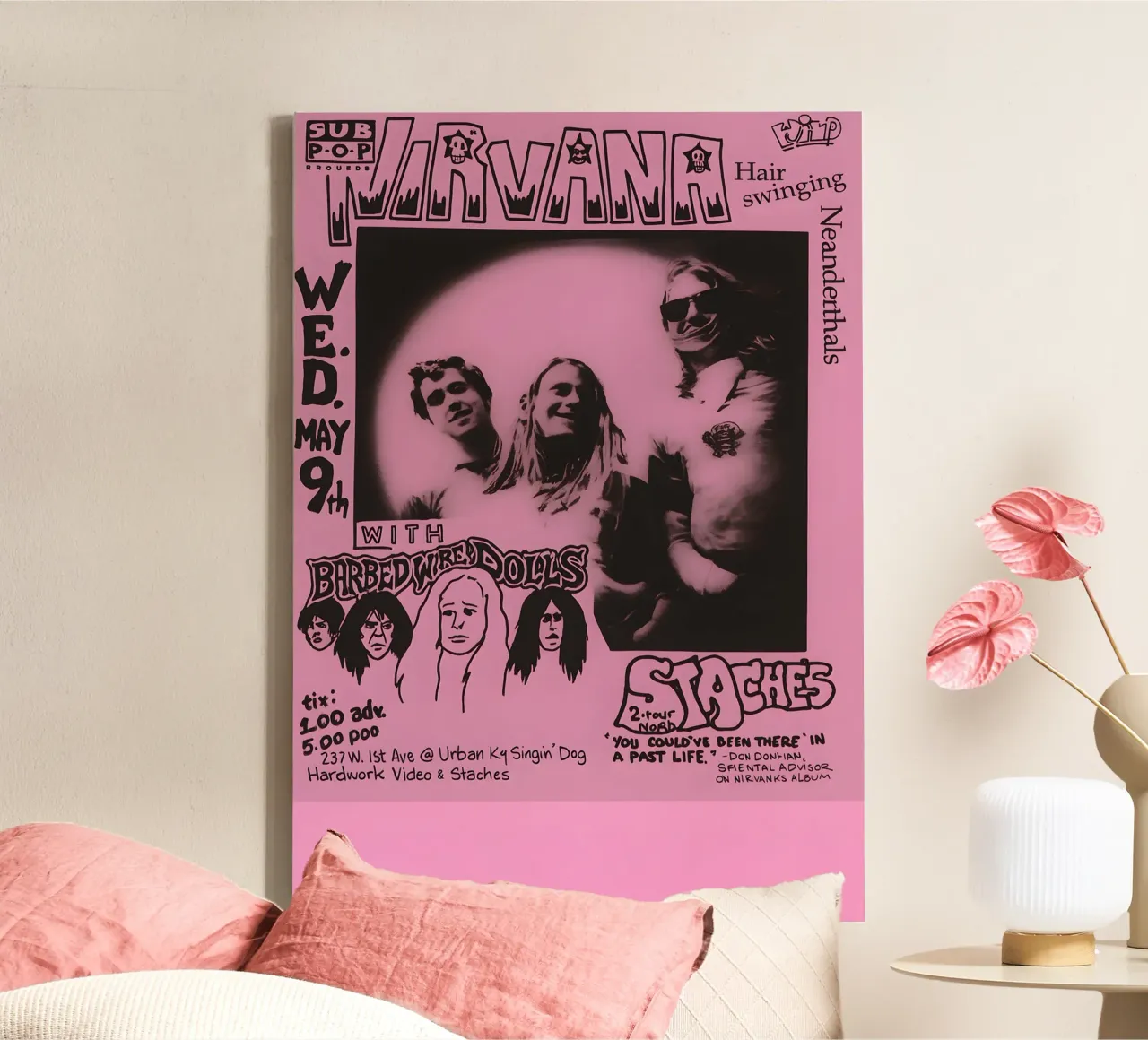 HD Nirvana Concert Poster and Wall Art Print Modern Family canvas met Baklijst van DGUnder