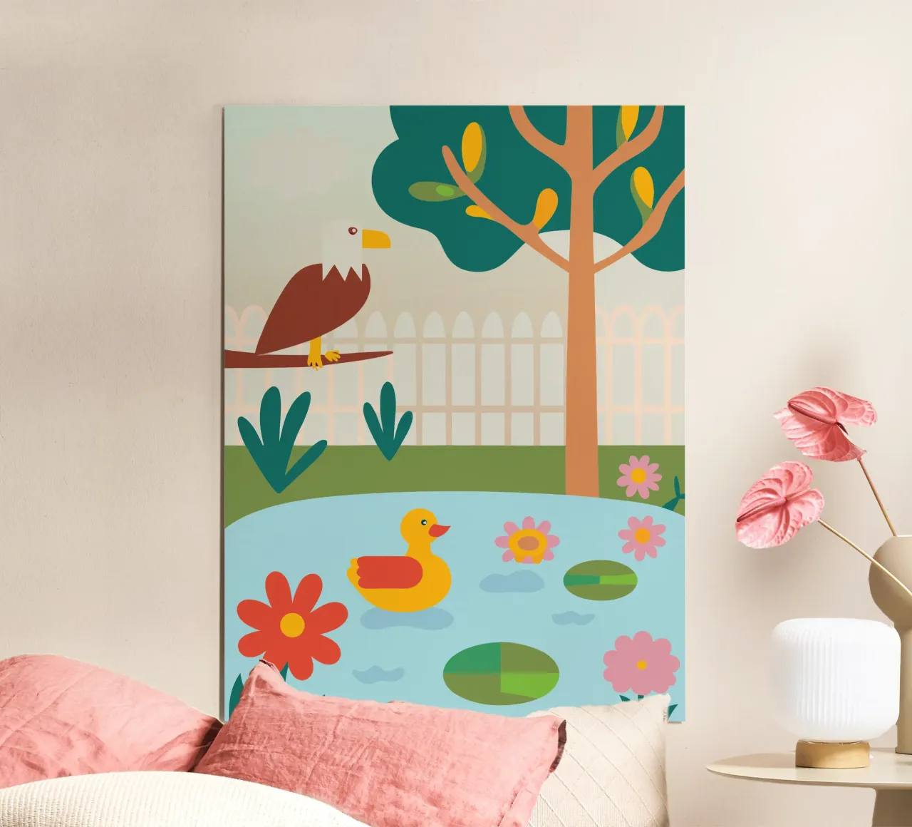 Aquile e anatre poster con telaio in legno da CUTE ANIMALS