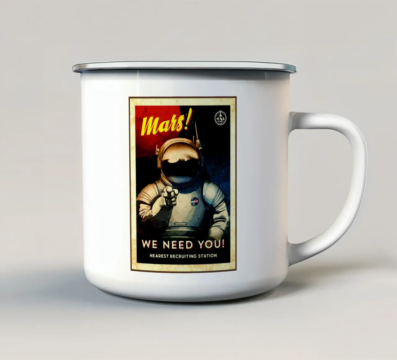 Marte Abbiamo bisogno di te tazza in smalto da Drew Studio