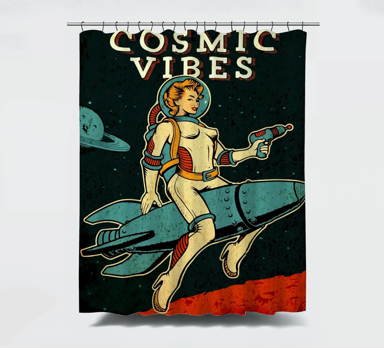 Weibliche kosmische Vibes Duschvorhang von Drew Studio
