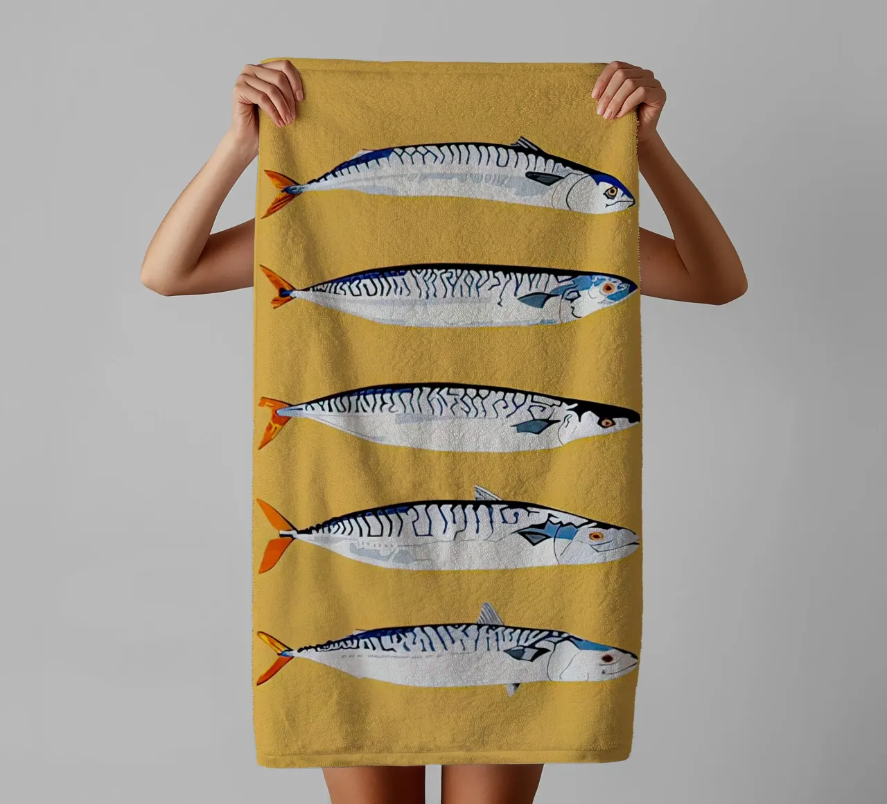 Sardine Print Fish Vintage towel by Alishasteel