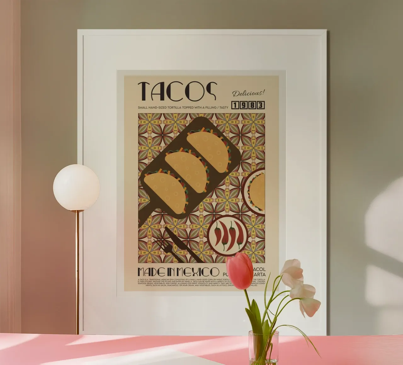 I Tacos poster con telaio in alluminio da Food Market