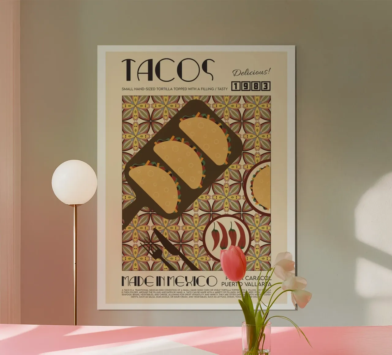 I Tacos poster con telaio in alluminio da Food Market