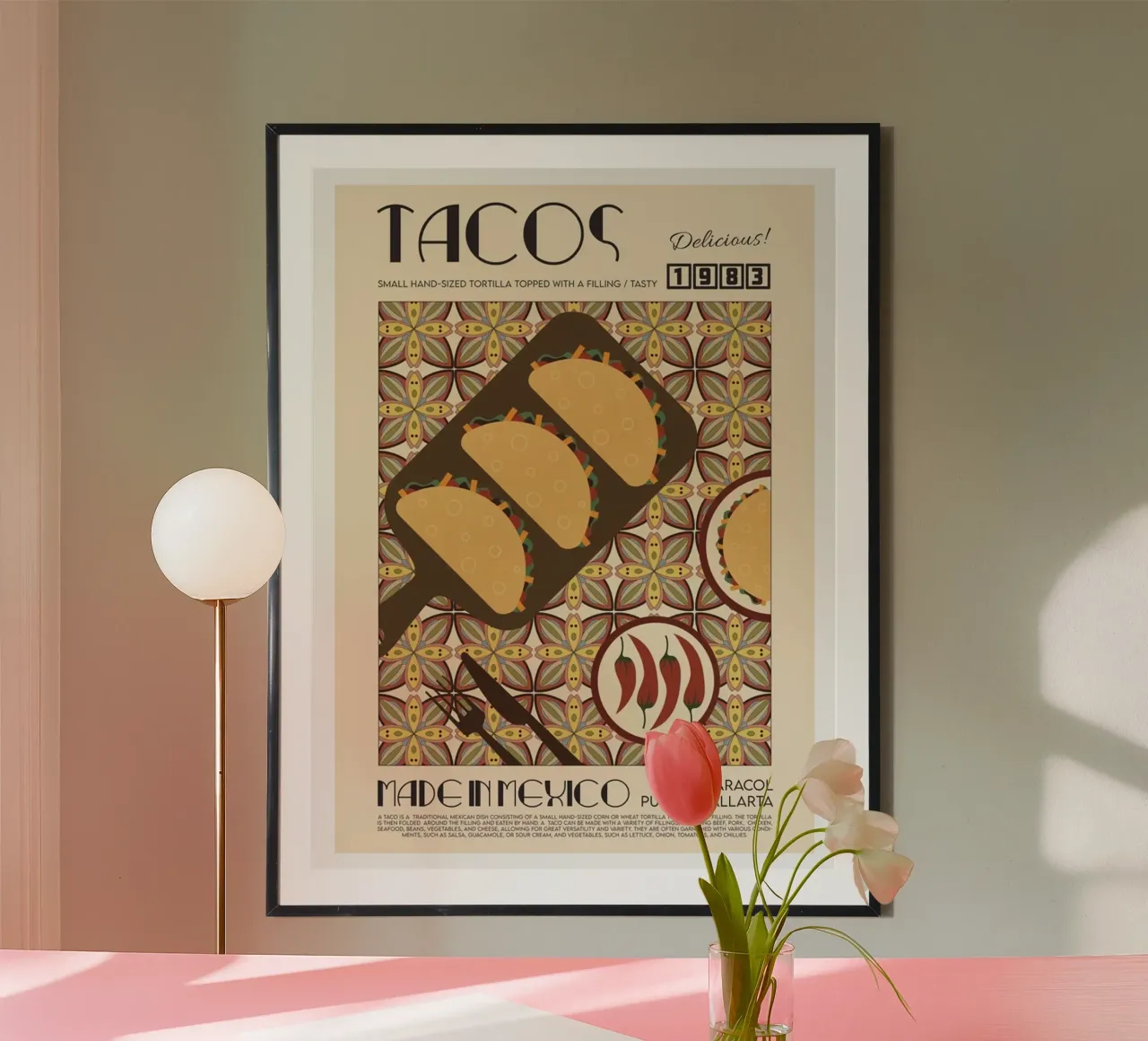 I Tacos poster con telaio in alluminio da Food Market
