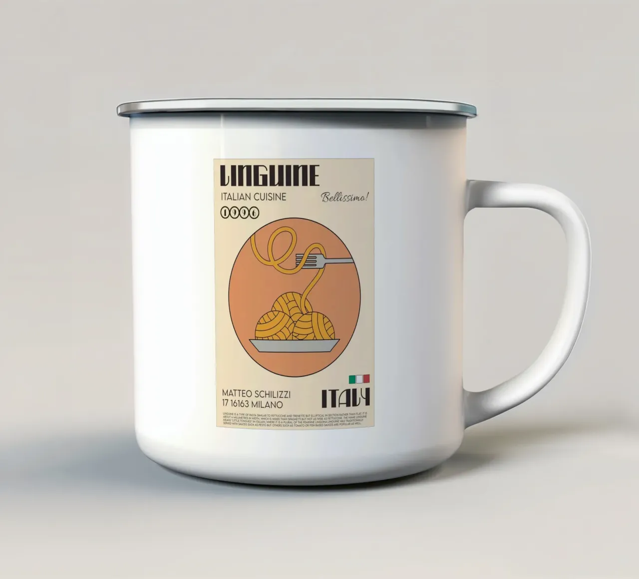 Le linguine tazza in smalto da Food Market