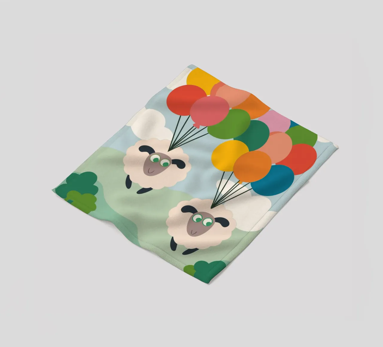 Due pecore volano con un palloncino coperta in pile da CUTE ANIMALS