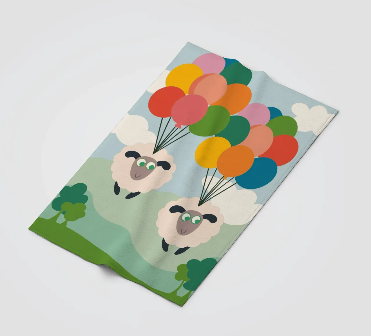 Due pecore volano con un palloncino coperta in pile da CUTE ANIMALS