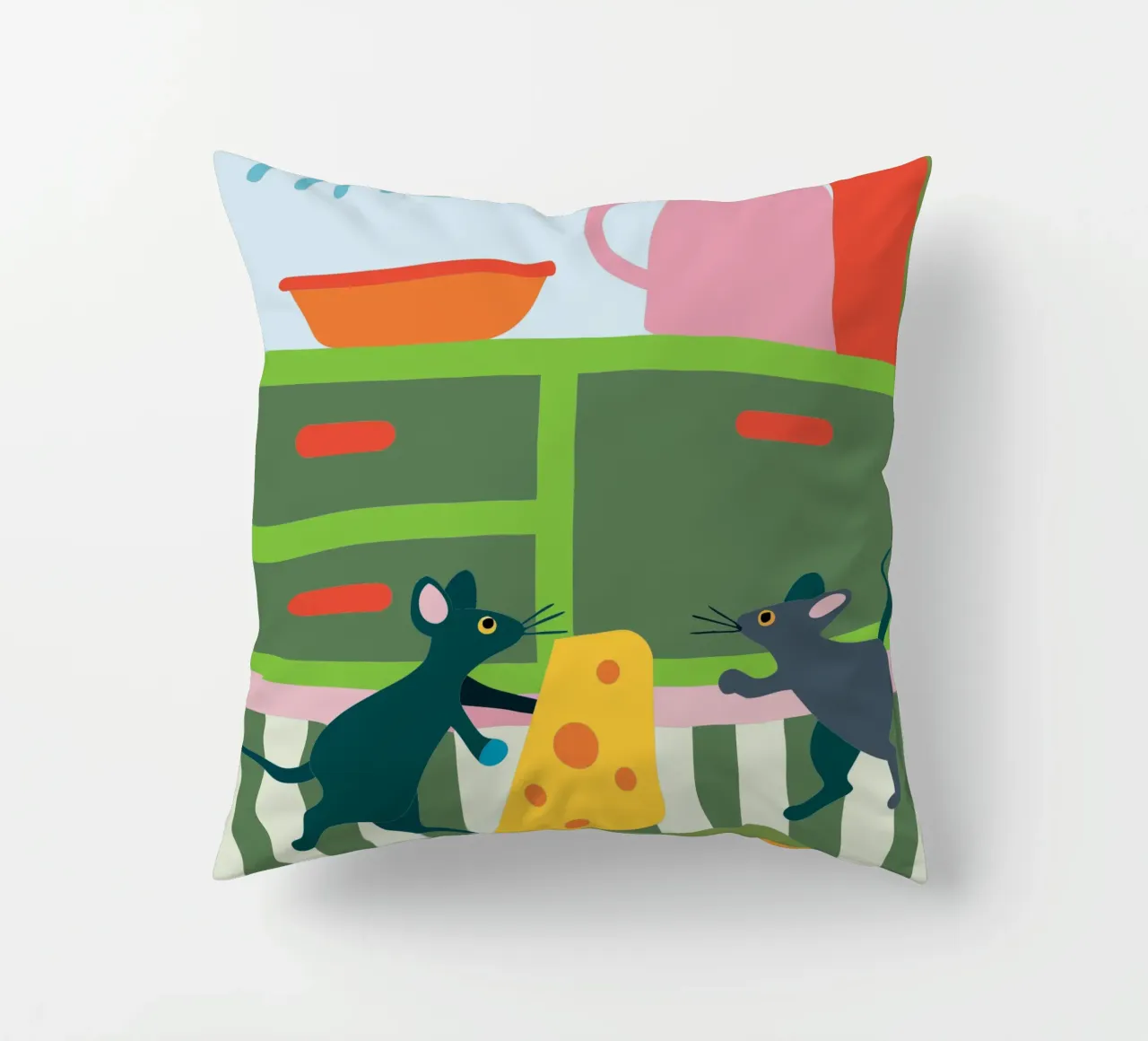 Due topi che litigano per il formaggio cuscino da CUTE ANIMALS