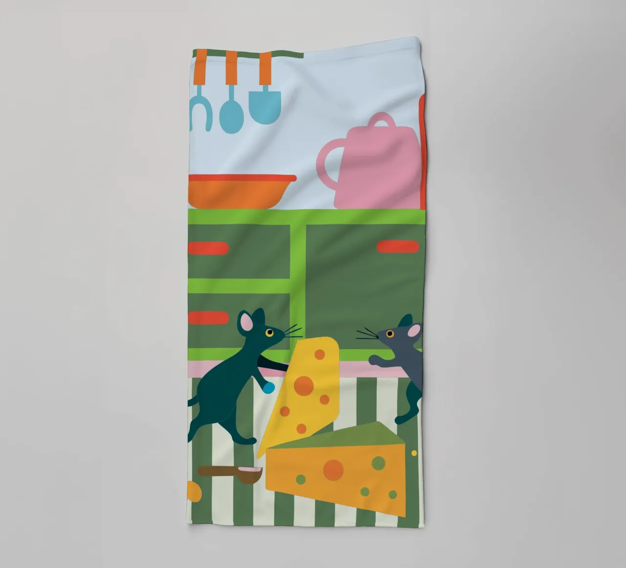 Due topi che litigano per il formaggio asciugamano da bagno da CUTE ANIMALS