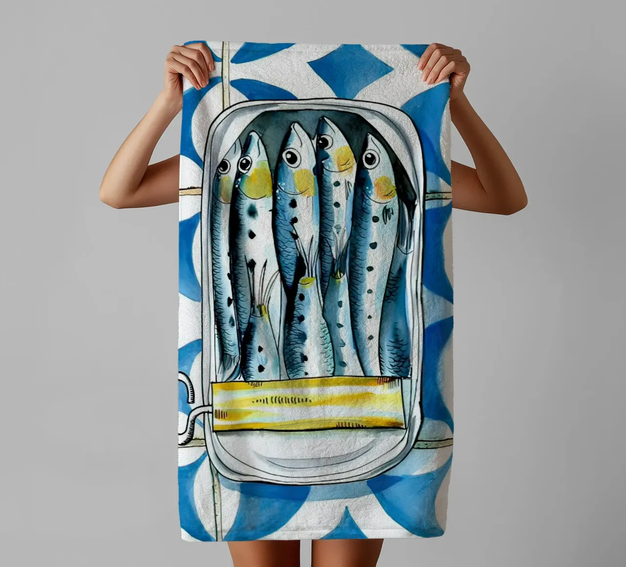 Pesce sardina Retro asciugamano da bagno da Alishasteel