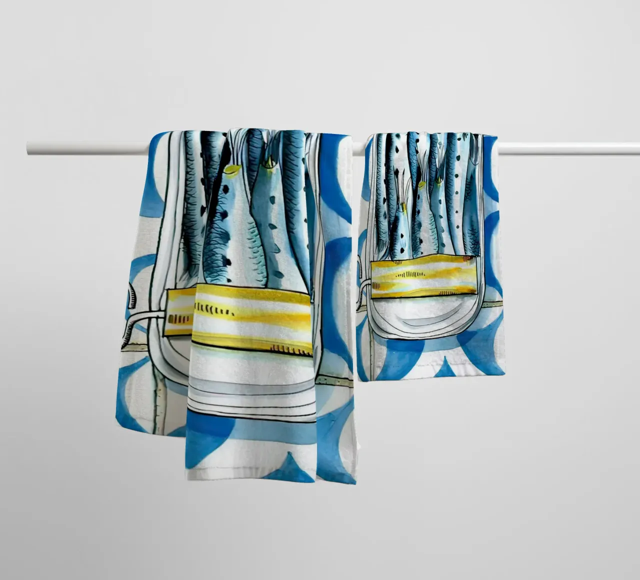 Pesce sardina Retro asciugamano da bagno da Alishasteel