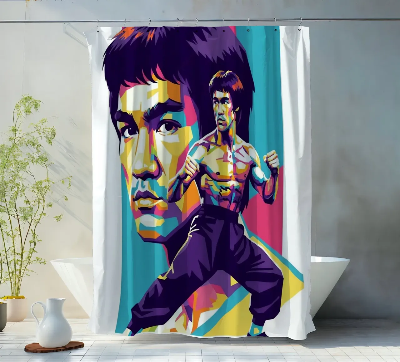 Bruce Lee - WPAP art style (2) tenda da doccia da Hantamrata
