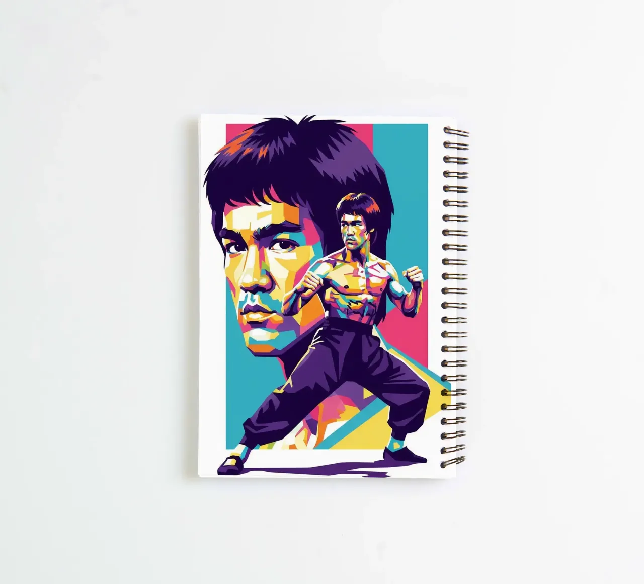 Bruce Lee - WPAP art style (2) spiral notebook by Hantamrata