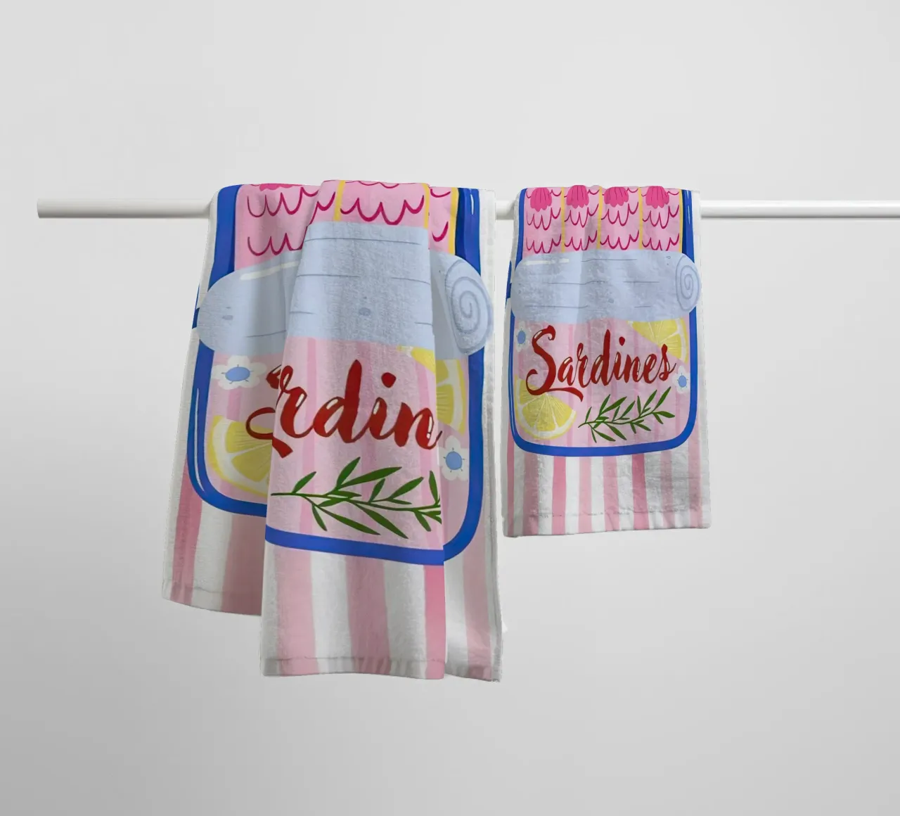 Tinned Sardine Pink Vintage towel by Alishasteel