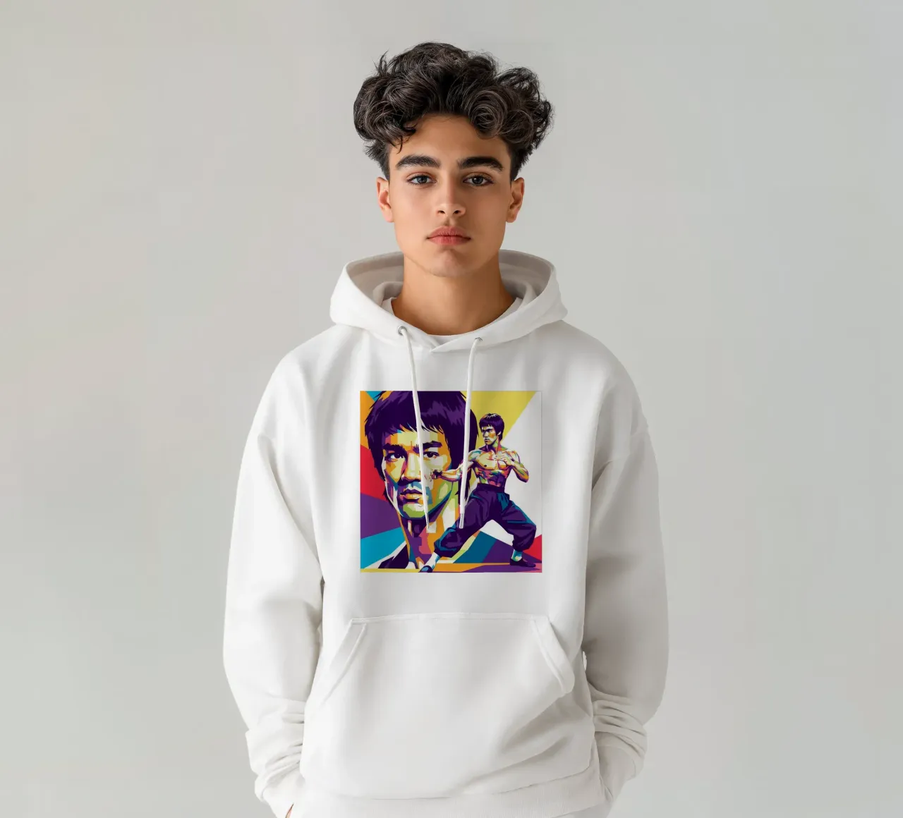 Bruce Lee - WPAP art style (4) felpa con cappuccio da Hantamrata