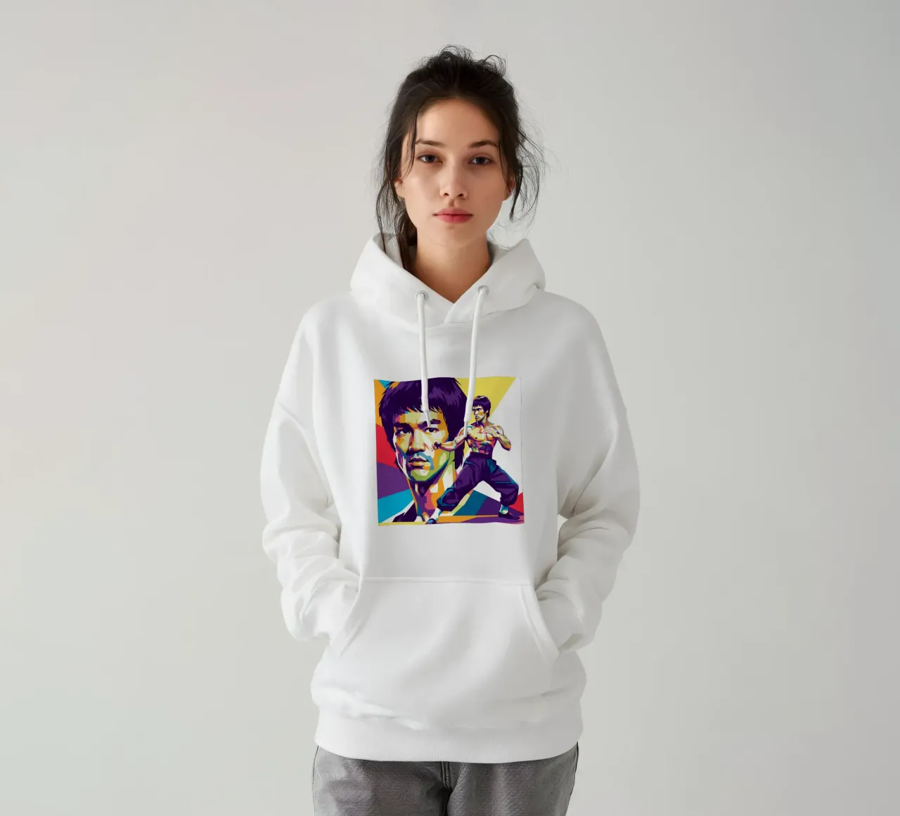 Bruce Lee - WPAP art style (4) felpa con cappuccio da Hantamrata