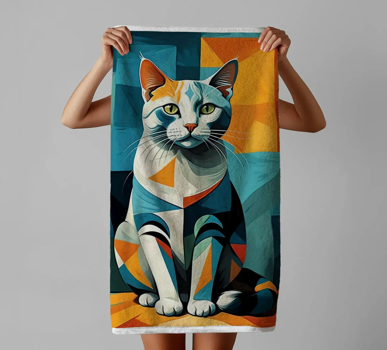 Gatto geometrico asciugamano da bagno da Kaden