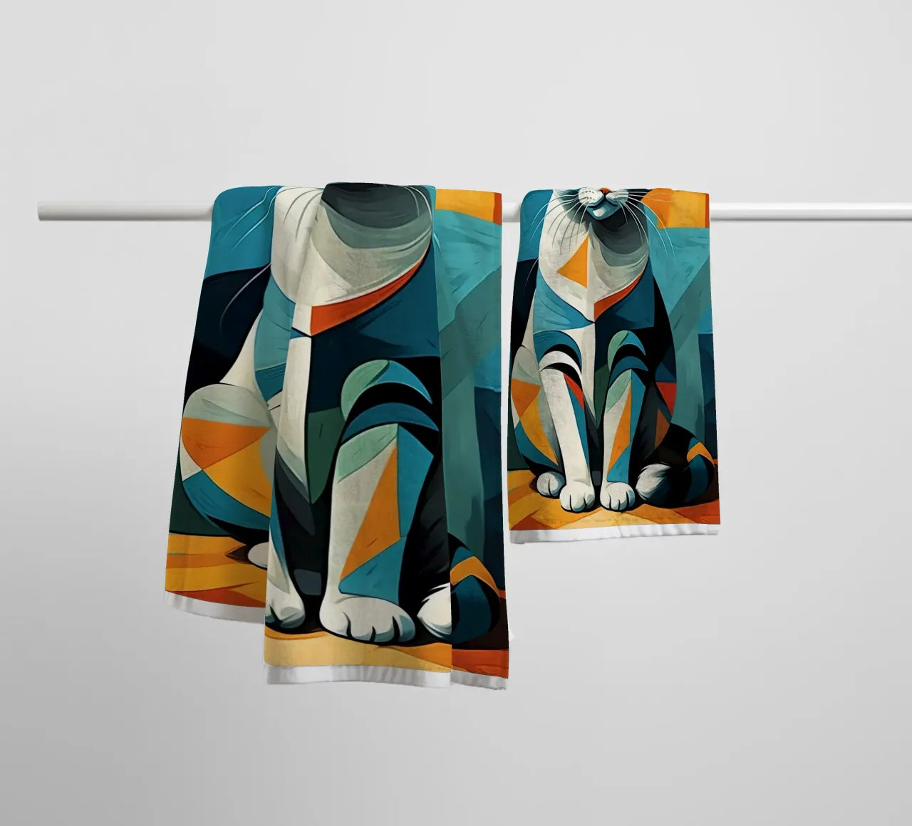 Gatto geometrico asciugamano da bagno da Kaden