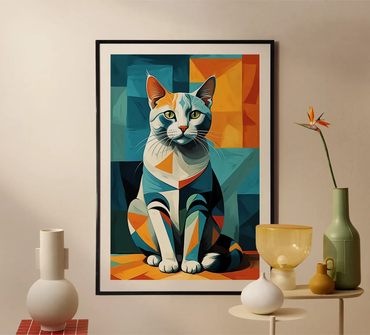 Gatto geometrico carta hahnemühle da Kaden