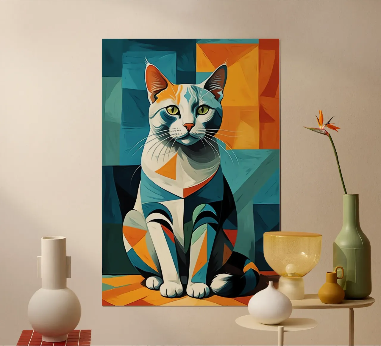 Gatto geometrico carta hahnemühle da Kaden