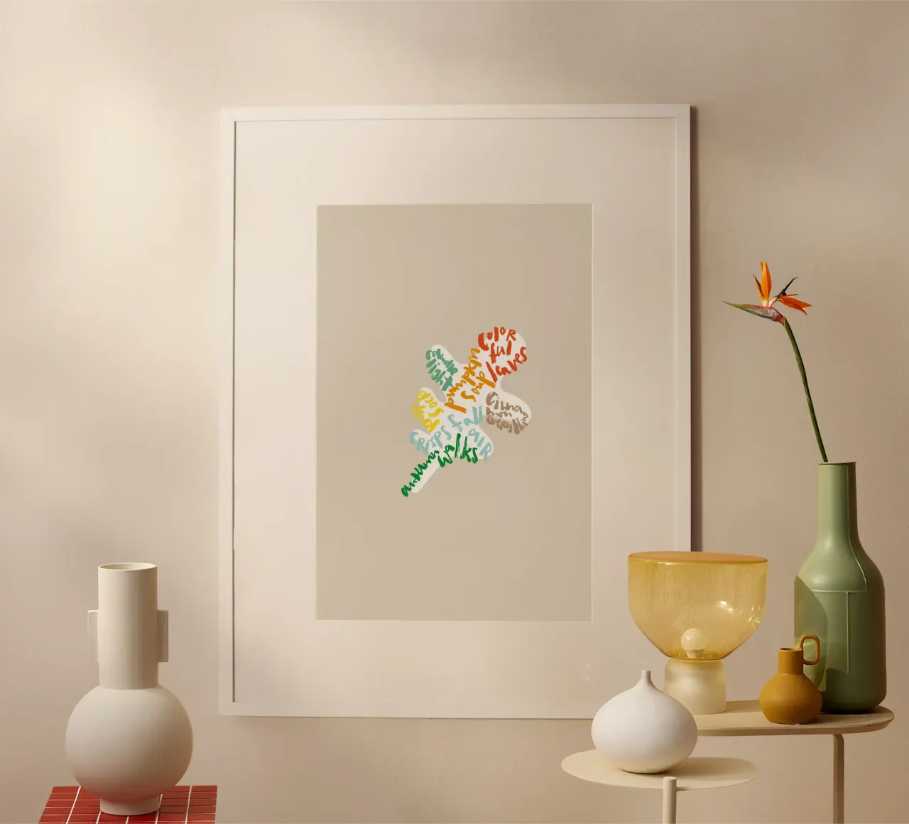 Tutte le cose belle dell'autunno poster con telaio in plastica da Brushmeetspaper