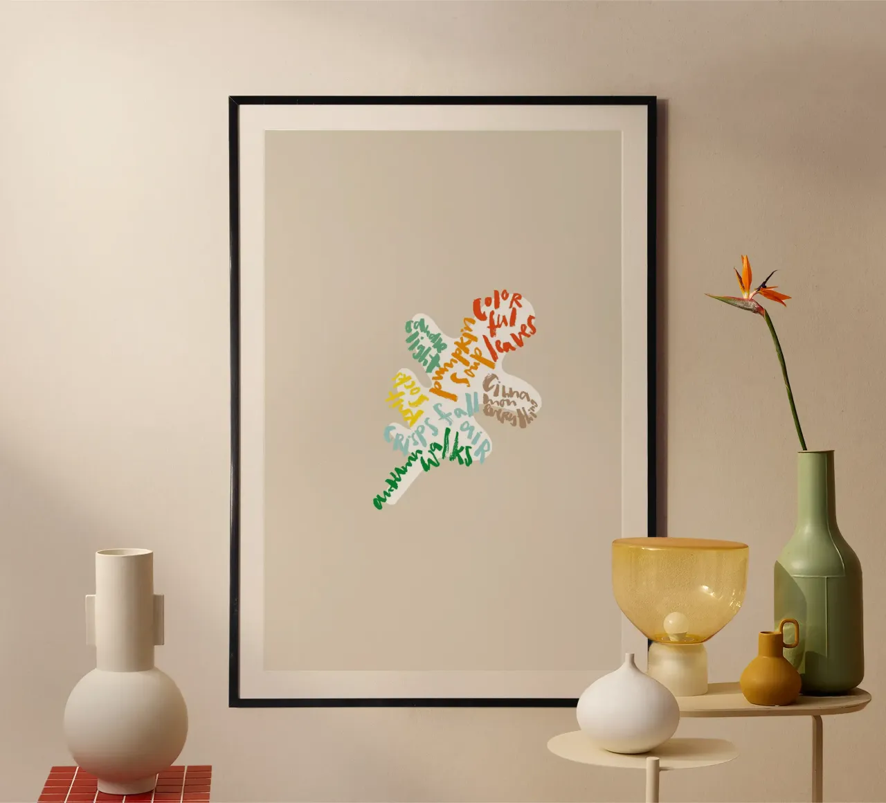 Tutte le cose belle dell'autunno poster con telaio in plastica da Brushmeetspaper