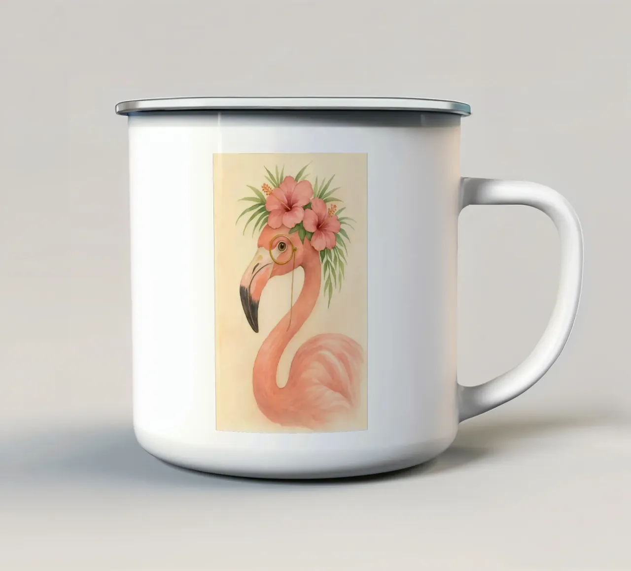 De Flamingo Aristocraat emaille mok van Graceful Desine