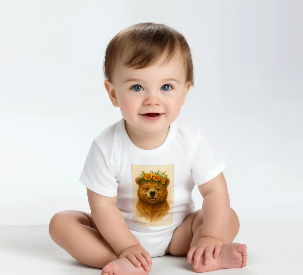 L'orso botanico body neonato maniche corte da Graceful Desine