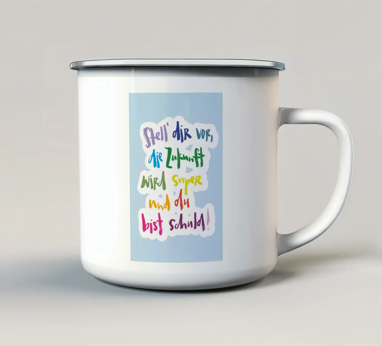 Die Zukunft wird gut 2.0 tazza in smalto da Brushmeetspaper