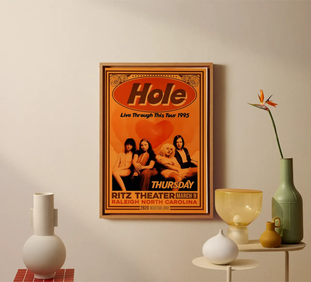 Hole live through this tour 1995 tela con Cornice a cassetta da DGUnder