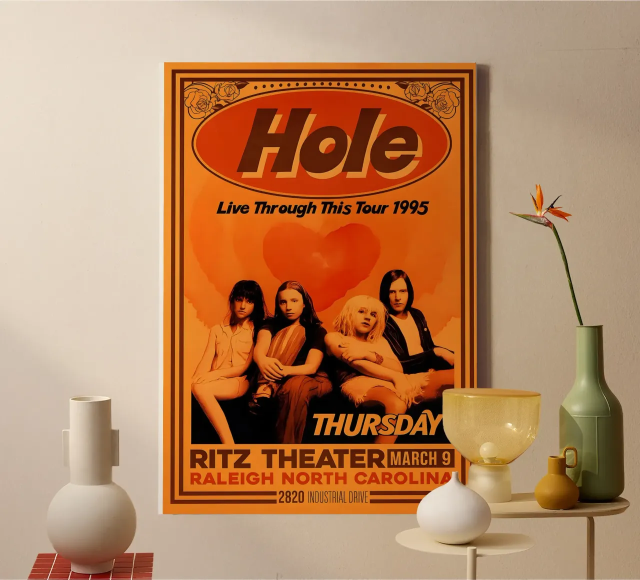 Hole live through this tour 1995 tela con Cornice a cassetta da DGUnder