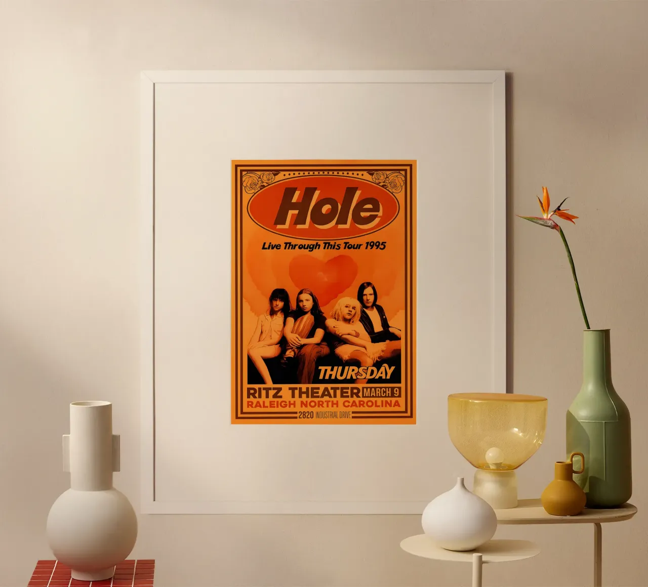 Hole live through this tour 1995 poster con telaio in legno da DGUnder
