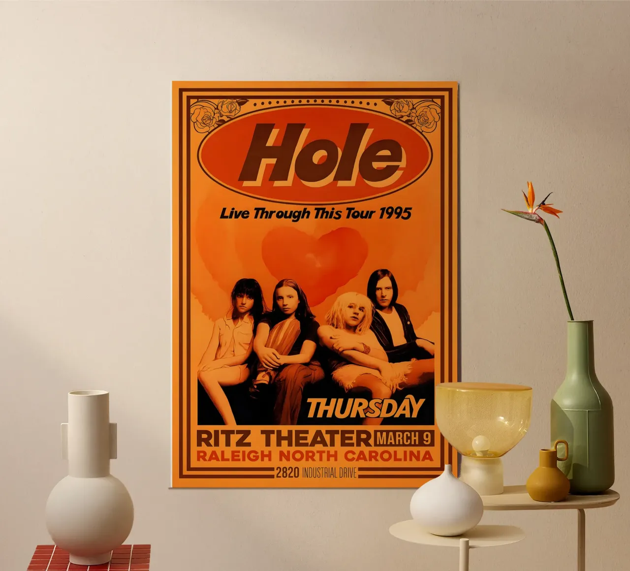 Hole live through this tour 1995 poster con telaio in legno da DGUnder