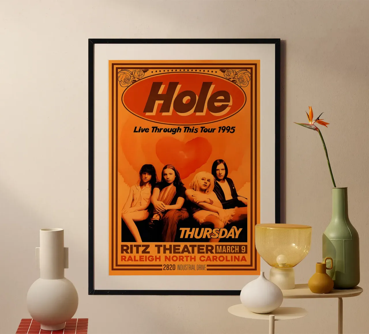 Hole live through this tour 1995 poster con telaio in legno da DGUnder
