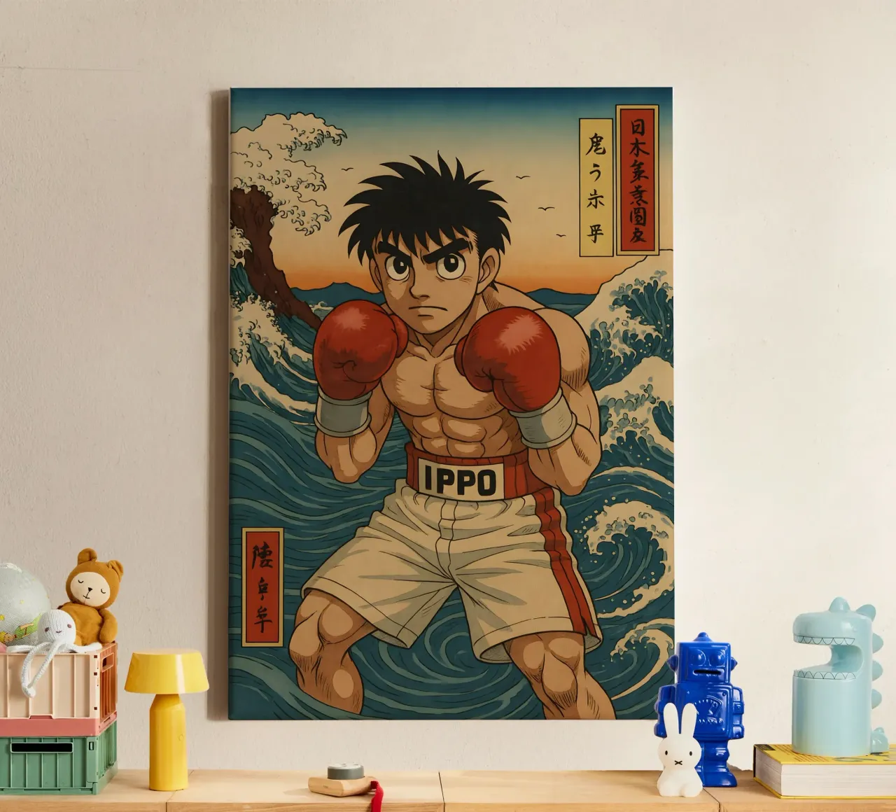 Vintage Hajime no Ippo Japan Art canvas with Floater frame by KakiHanryJP