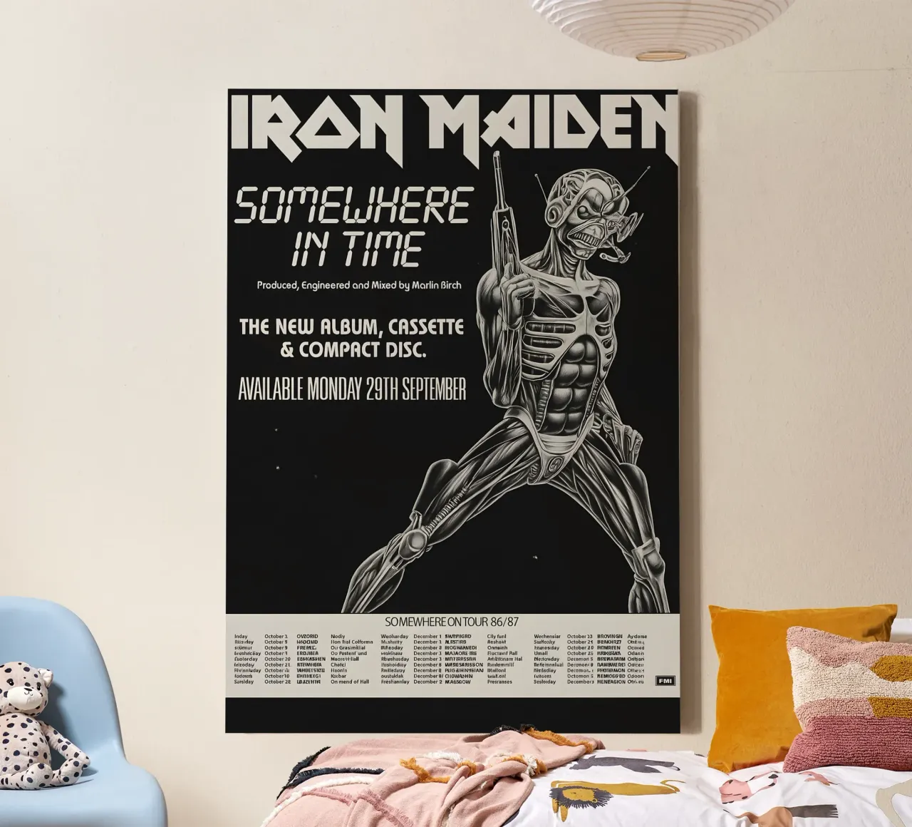 Iron Maiden - Somewhere In Time Tour 1987 Poster tela con Cornice a cassetta da DGUnder