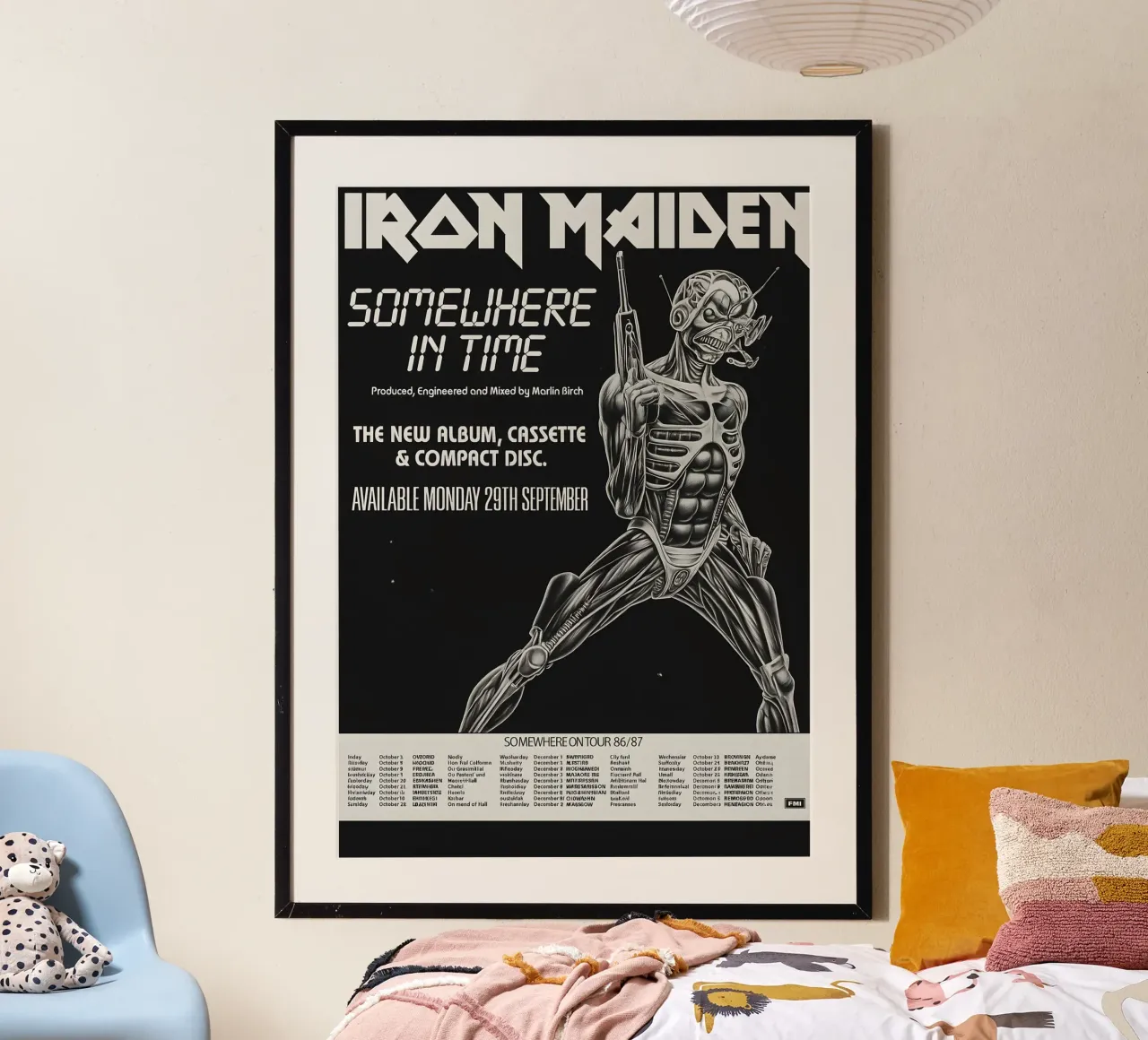 Iron Maiden - Somewhere In Time Tour 1987 Poster poster con telaio in alluminio da DGUnder