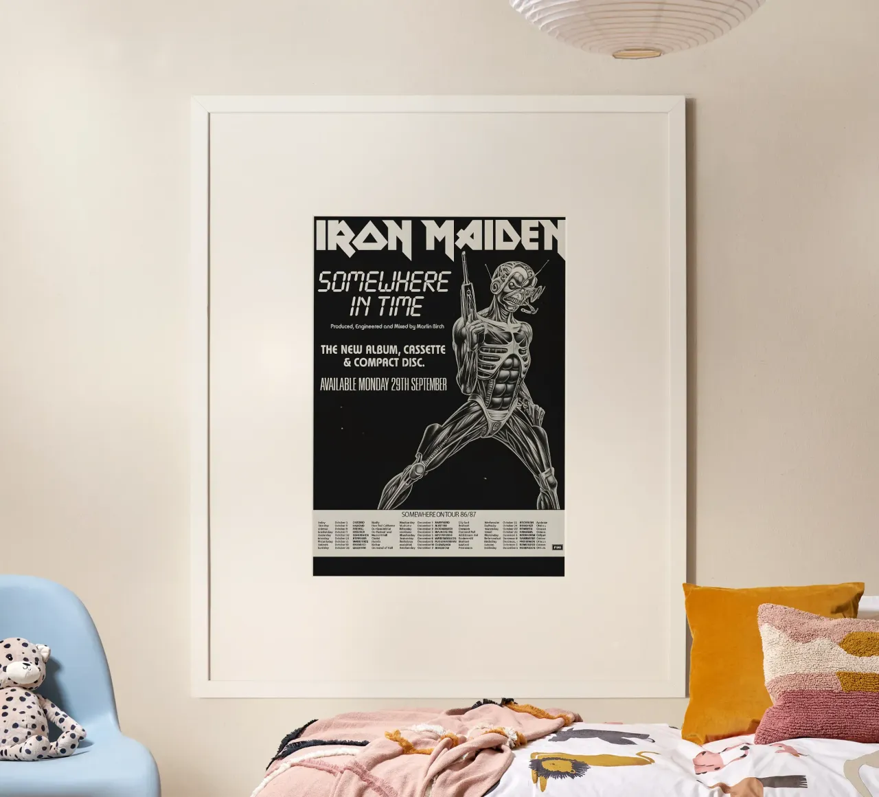 Iron Maiden - Somewhere In Time Tour 1987 Poster poster con telaio in alluminio da DGUnder