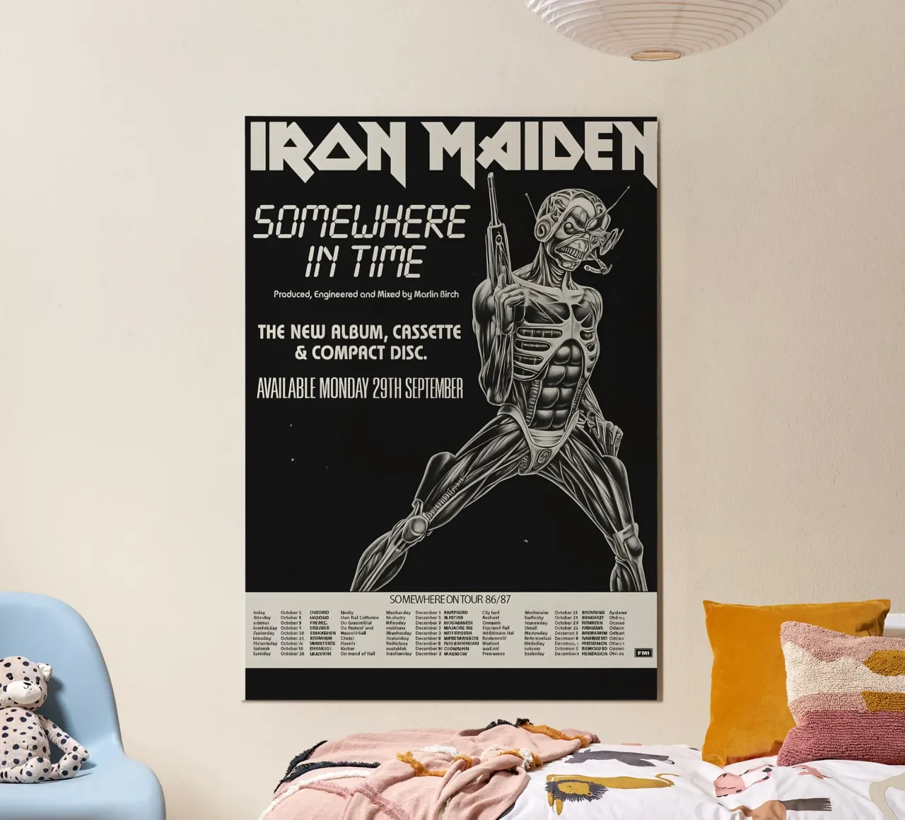 Iron Maiden - Somewhere In Time Tour 1987 Poster poster con telaio in alluminio da DGUnder