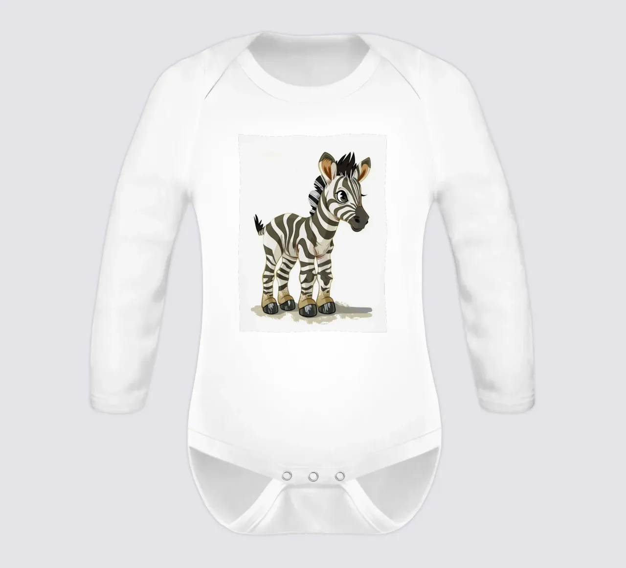 Niedliche Cartoon-Zebra-Figur in verspielter Haltung Langarm Babybody von DesignDoodle